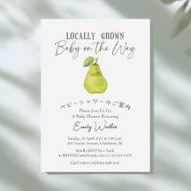 Locally Grown Baby Shower Pear Watercolor Rustic