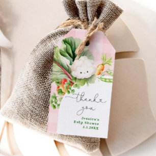 Locally grown baby shower pink thank you tag