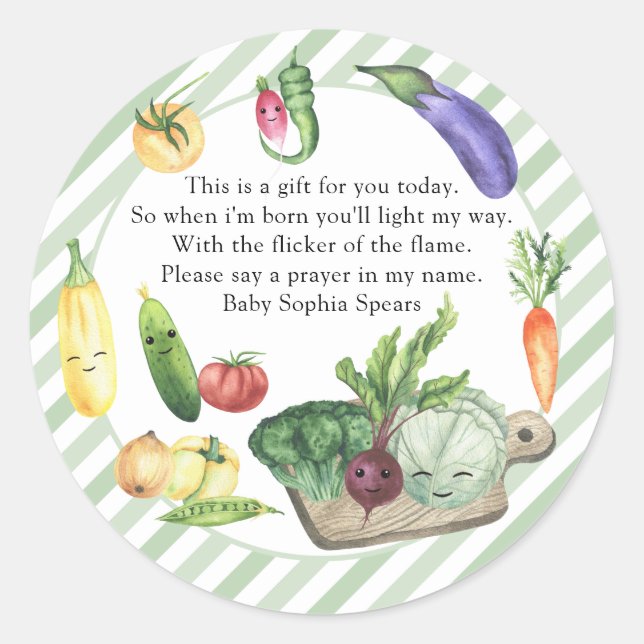 Locally grown baby shower - prayer classic round sticker (Front)