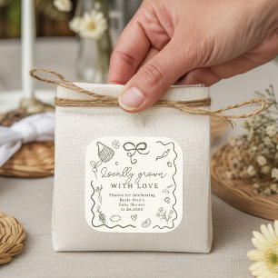 Locally Grown Baby Shower Rustic Farmer’s Market Square Sticker