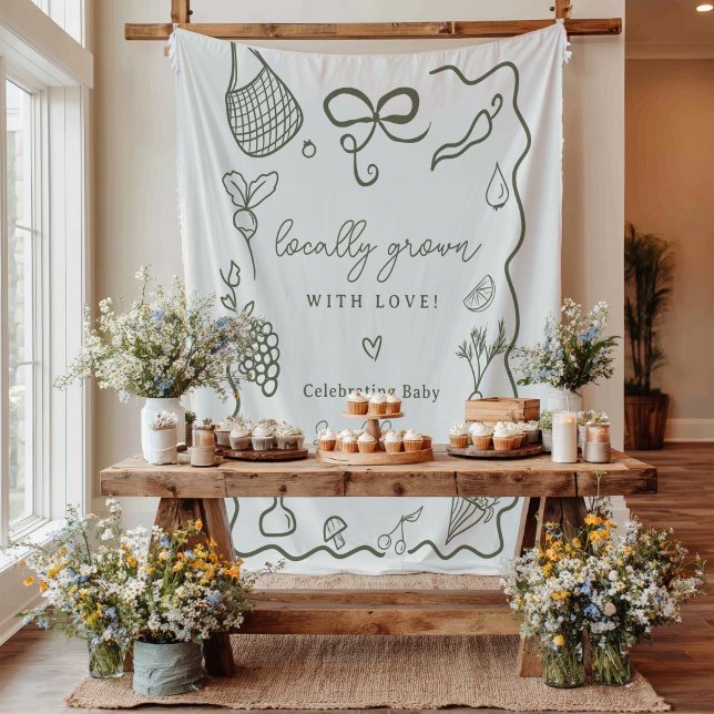Locally Grown Baby Shower Rustic Farmer’s Market Tapestry (Locally Grown Baby Shower Rustic Farmer’s Market Tapestry)