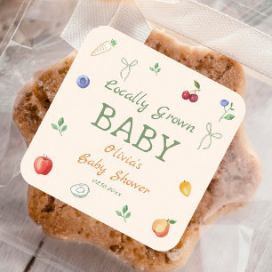Locally Grown Baby Shower Square Sticker