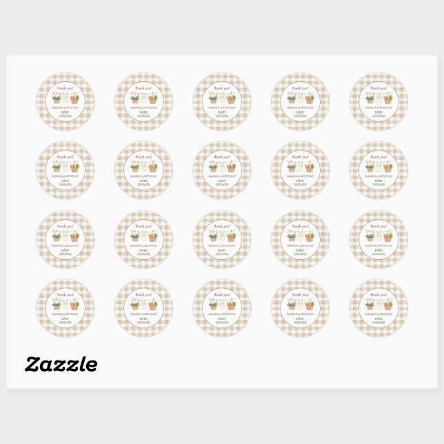 Locally Grown Baby Shower  Thank You Classic Round Sticker (Sheet)