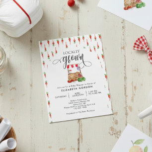 Locally Grown Baby Shower Watercolor Carrots Invitation