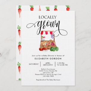 Locally Grown Baby Shower Watercolor Vegetables Invitation