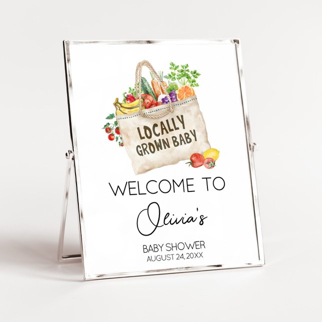 Locally Grown Baby Shower Welcome Sign (Farmers Locally Grown Baby Shower Sign)