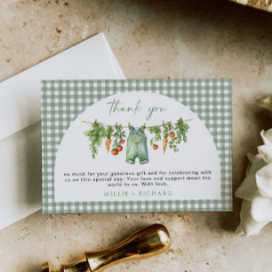 Locally Grown Baby Thank You Card Sage Green Veg
