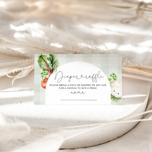 Locally grown baby vegetables diaper raffle ticket enclosure card