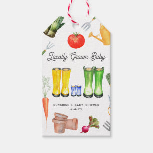 Locally Grown Blue Blue Boots Garden Baby Shower Gift Tags