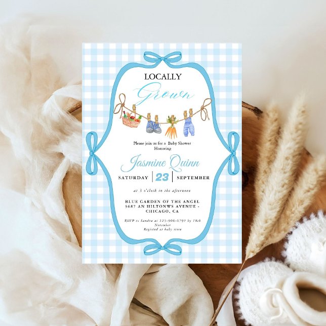 Locally grown blue boy baby shower  Baby sprinkle  Invitation (Creator Uploaded)