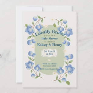 Locally Grown Blueberry Baby Shower Invitation