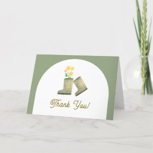 Locally Grown Boho Arch Floral Boots Baby Shower  Thank You Card