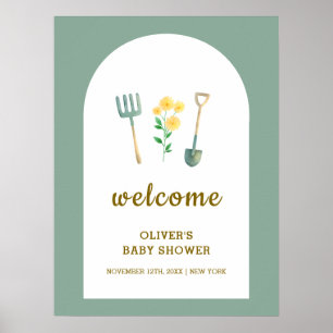 Locally Grown Boho Gardening Baby Shower Welcome  Poster