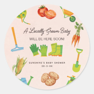 Locally Grown Boots Vegetable Baby Shower Classic  Round Sticker