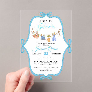 Locally grown boy baby shower Baby sprinkle Acrylic Invitations