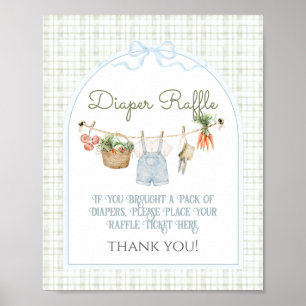 Locally Grown Boy Baby Shower Diaper Raffle Poster