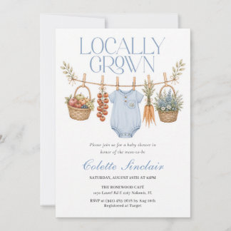 Locally Grown Boy Farmers Market Baby Invitation