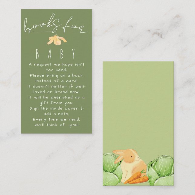 Locally Grown Cabbage Patch Green Baby Shower Enclosure Card (Front/Back)