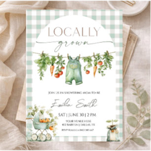 Locally Grown Clothesline Baby Shower  Invitation