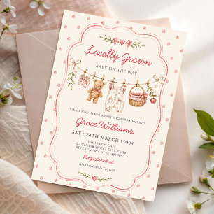 Locally Grown  Clothesline Baby Shower Invitation