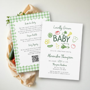 Locally Grown Colourful All in One Baby Shower Invitation