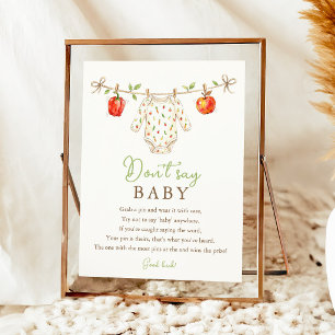 Locally Grown Don't Say Baby Shower Game Sign