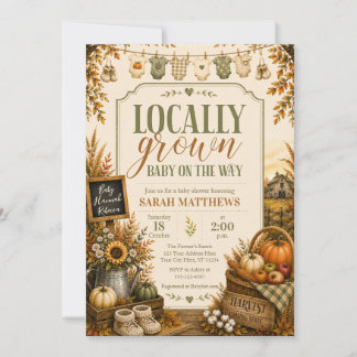 Locally Grown Fall Baby Shower Invitation | Rustic