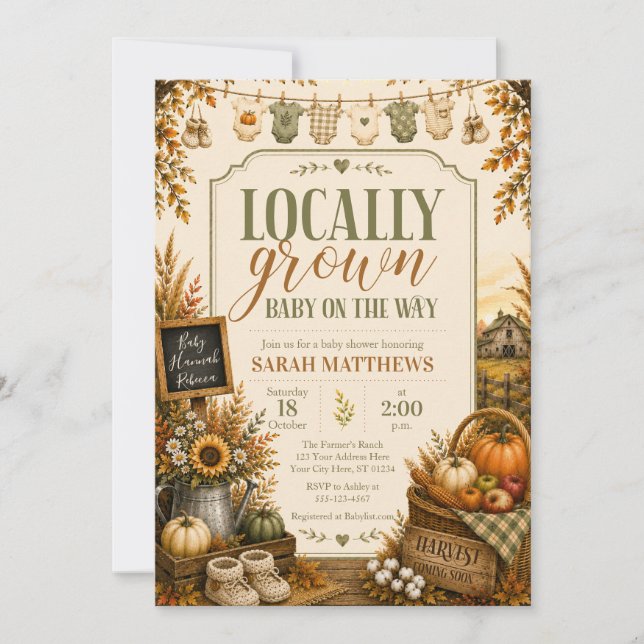 Locally Grown Fall Baby Shower Invitation | Rustic (Front)