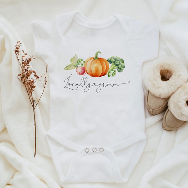 Locally grown Fall vegetables Pumpkin Baby Bodysuit (Creator Uploaded)