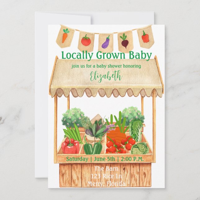 Locally Grown Farm Baby Shower Invitation (Front)