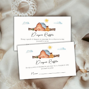 Locally Grown Farm Barn Diaper Raffle Baby Shower Enclosure Card