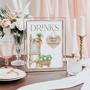 Locally Grown Farm Rustic Baby Shower Drinks Poster