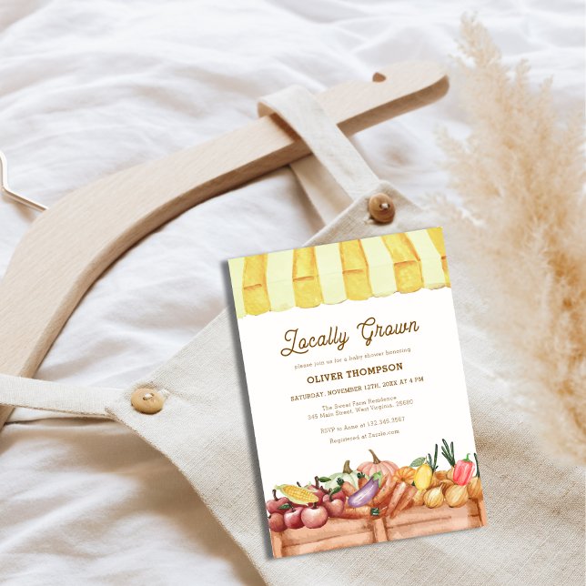 Locally Grown Farm Veggie Fruits Baby Shower Invitation (Locally Grown Farm Veggie Fruits Baby Shower Invitation)