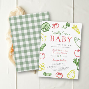 Locally Grown Farm Veggies Colourful Baby Shower Invitation