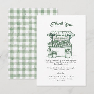 Locally Grown Farmer Market Sage Green Baby Shower Thank You Card