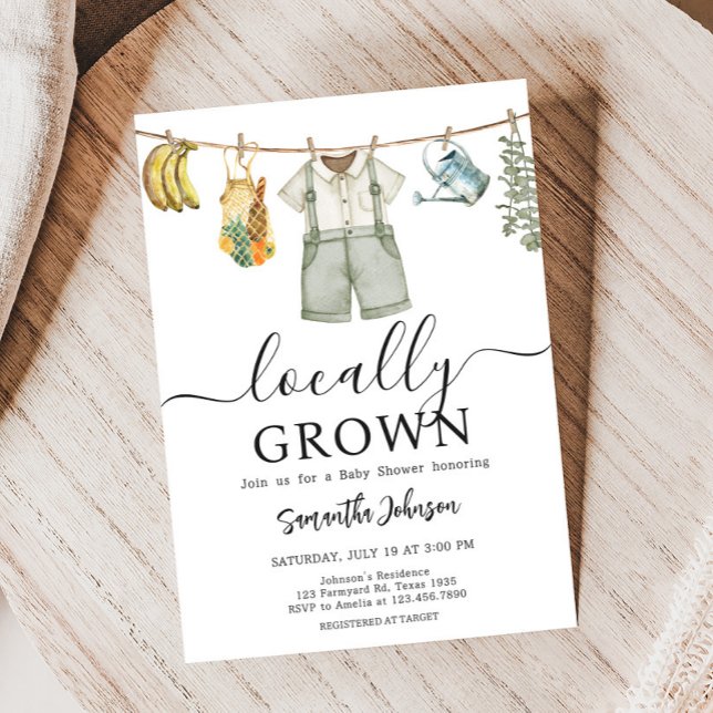 Locally Grown Farmers Baby Shower Invitation (Farmers Locally Grown Baby Shower Invitation)