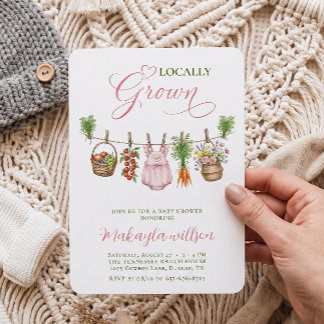 Locally Grown Farmers Girl Market Baby Shower Invitation