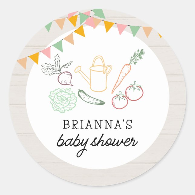 Locally Grown Farmers Market Baby Shower Classic Round Sticker (Front)