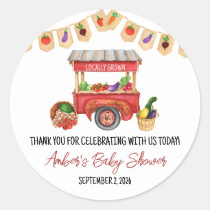 Locally Grown, Farmer's Market Baby Shower Favor Classic Round Sticker