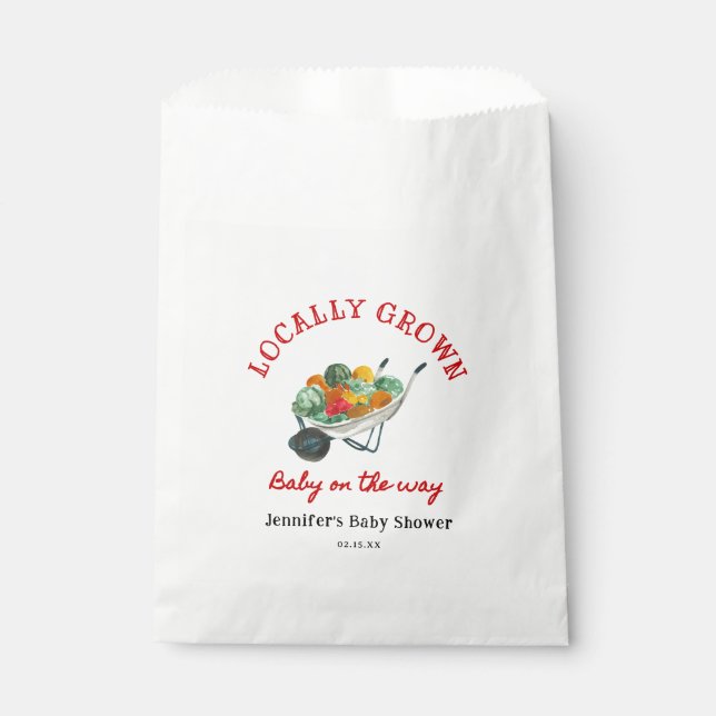 Locally Grown Farmers Market Baby Shower Favour Bags (Front)