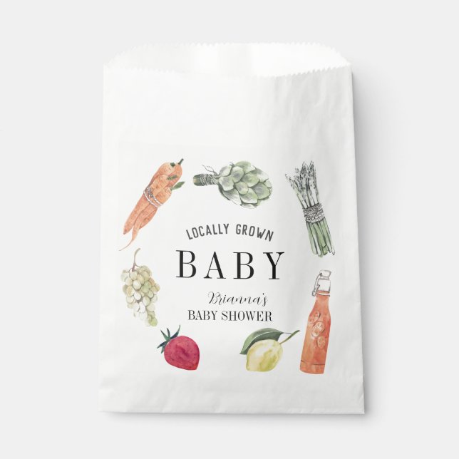 Locally Grown Farmers Market Baby Shower Favour Bags (Front)