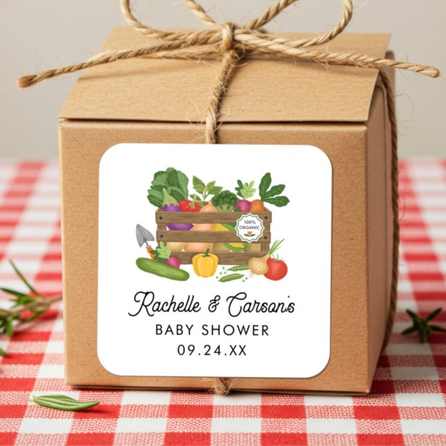 Locally Grown Farmers Market Baby Shower Favour Square Sticker (Creator Uploaded)