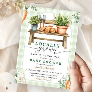 Locally Grown Farmers Market Baby Shower Gingham Invitation