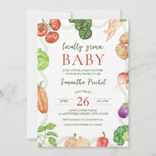 Locally Grown Farmers Market Baby Shower Invitation