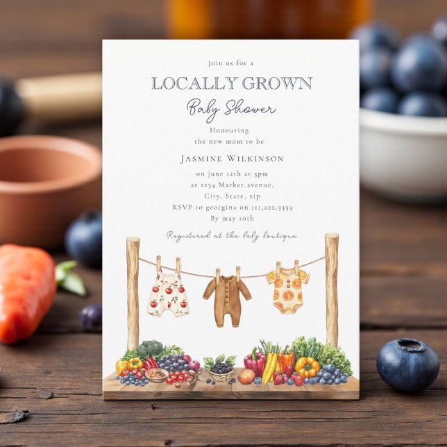 locally grown  farmers market baby shower invitation (Creator Uploaded)
