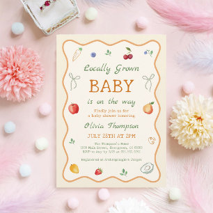 Locally Grown Farmers Market Baby Shower Invitation
