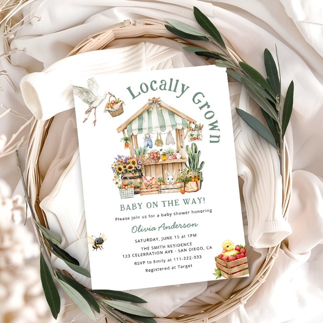Locally Grown Farmers Market Baby Shower Invitation (Creator Uploaded)