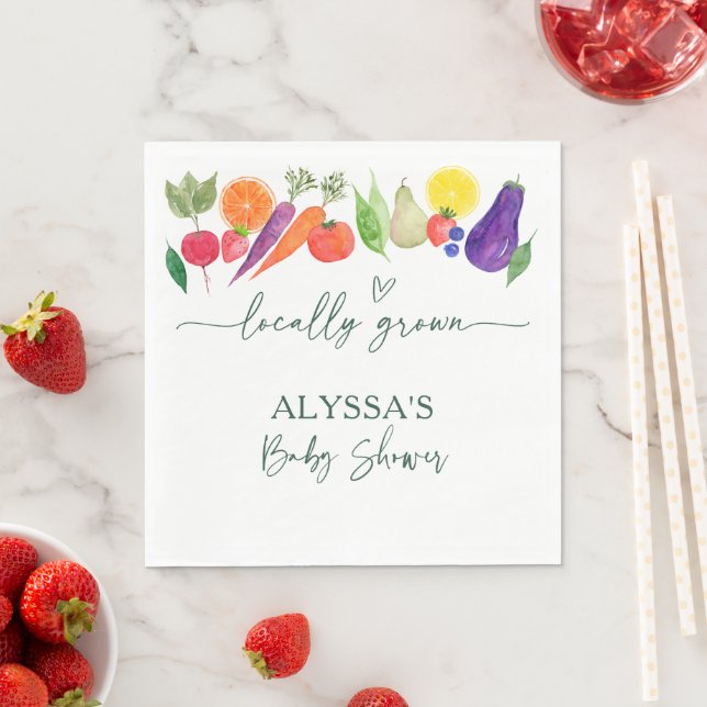 Locally Grown Farmers Market Baby Shower Napkin (Insitu)