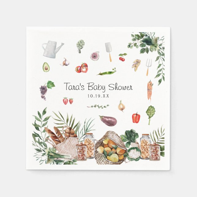 Locally Grown Farmer's Market | Baby Shower Napkin (Front)