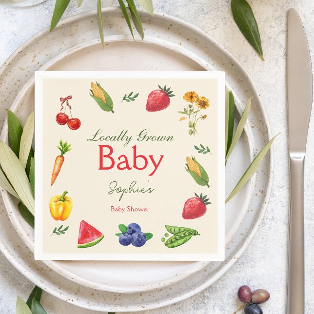 Locally Grown Farmers Market Baby Shower Napkin (Creator Uploaded)